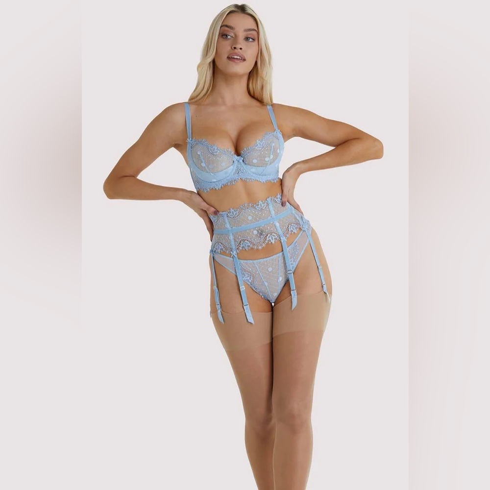 NWT Journelle Dita Von Teese Vedette Underwire Lace Sheer Bra Ice Blue 32D - Picture 5 of 13